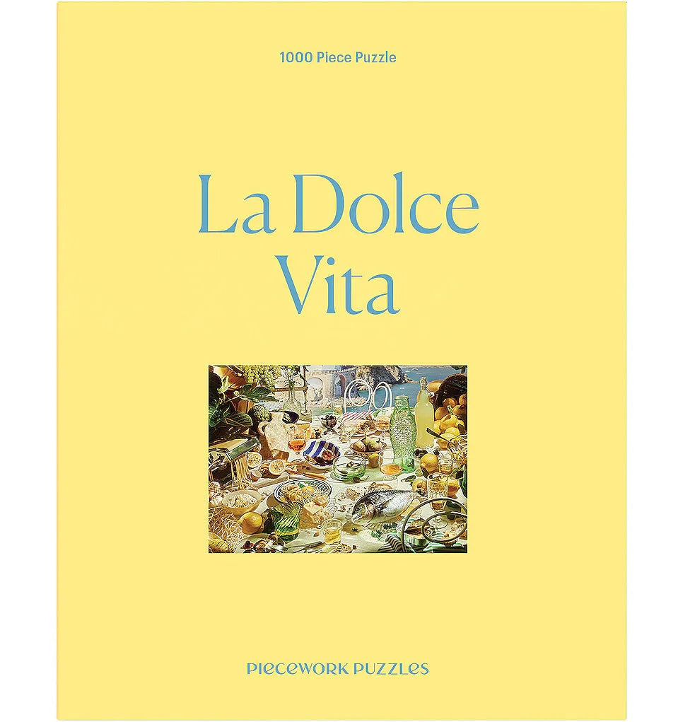 Puzzle box titled 'La Dolce Vita' with a yellow cover 