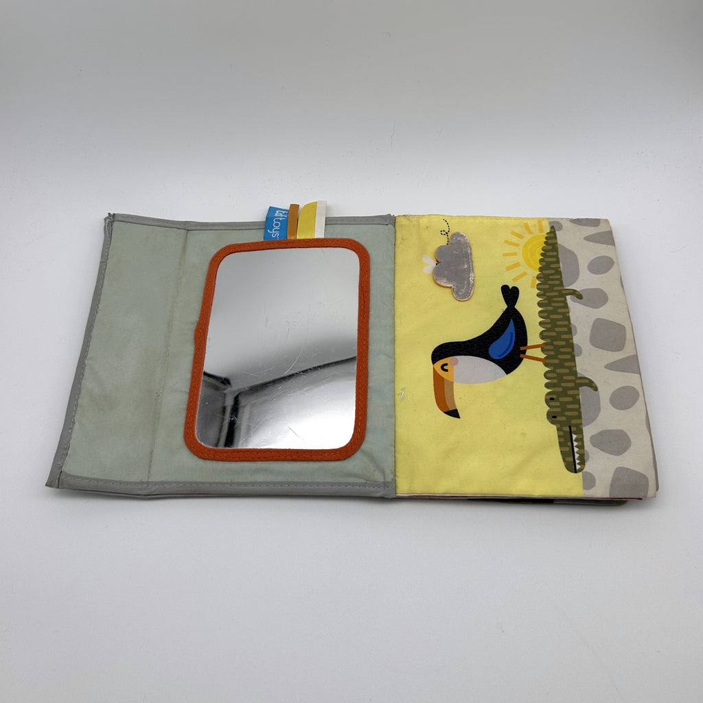 Lion Sensory Cloth Book · taggies, mirror & teether