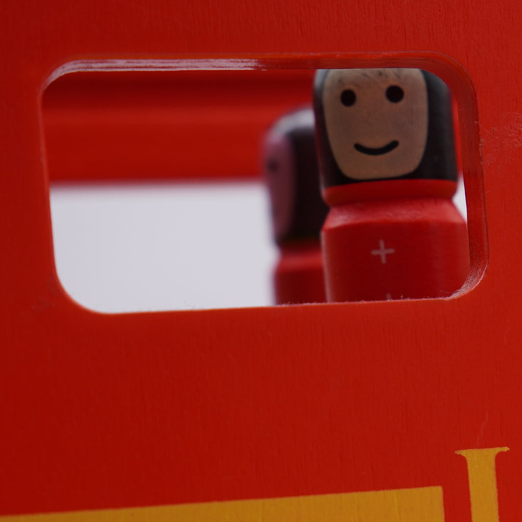 Wooden London Double-Decker Bus with Passengers