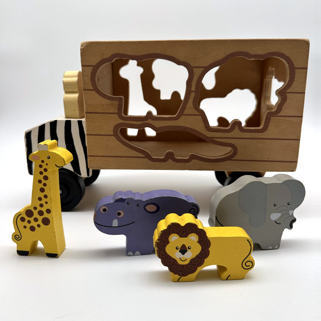 Wooden Safari Animal Shape Sorter Truck (18m+)
