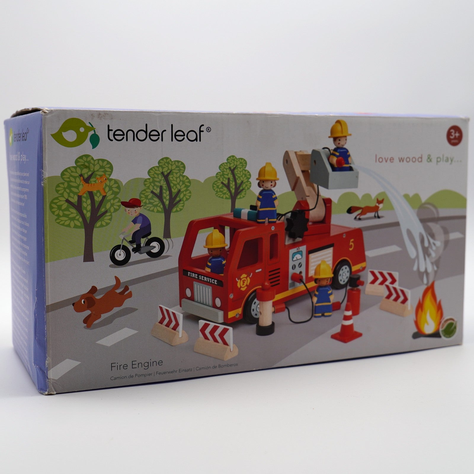 Tender Leaf Toys Wooden Fire Engine with Firefighters (3+ years)