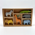 Wooden Safari Animals Set with Display Tray (3+)