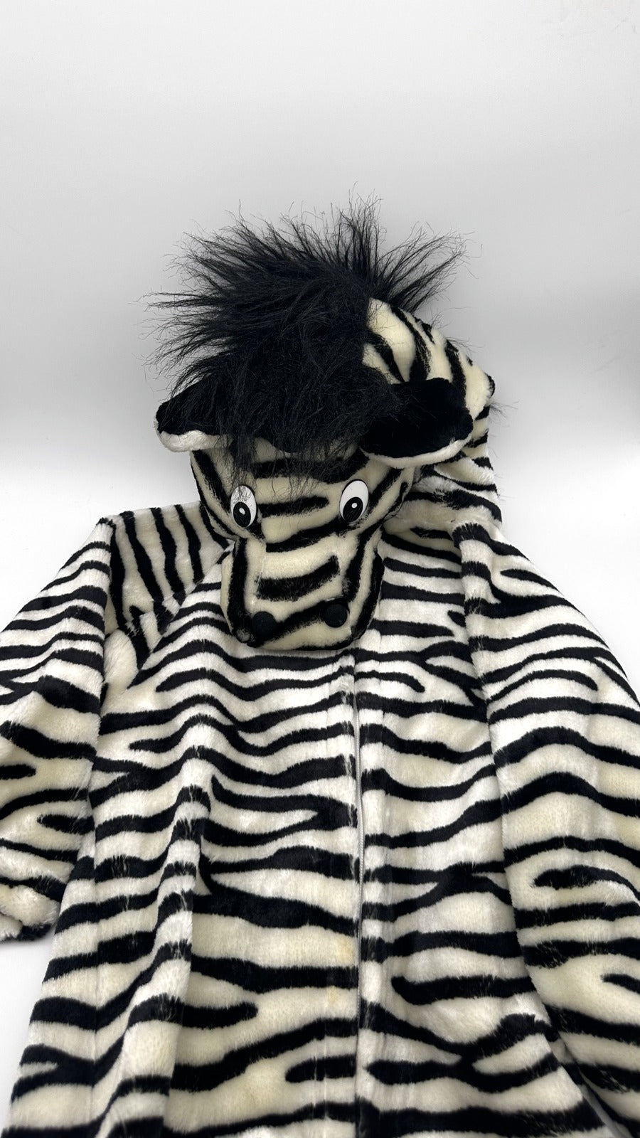 Zebra Dress-Up Onesie · plush hooded costume