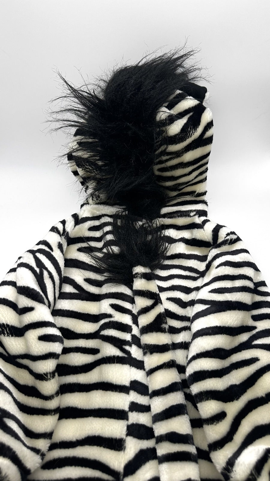 Zebra Dress-Up Onesie · plush hooded costume